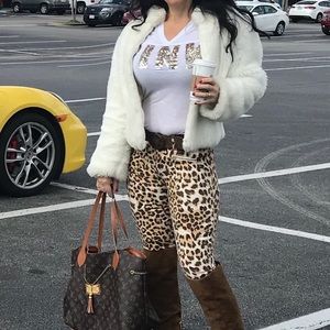 White faux fur jacket